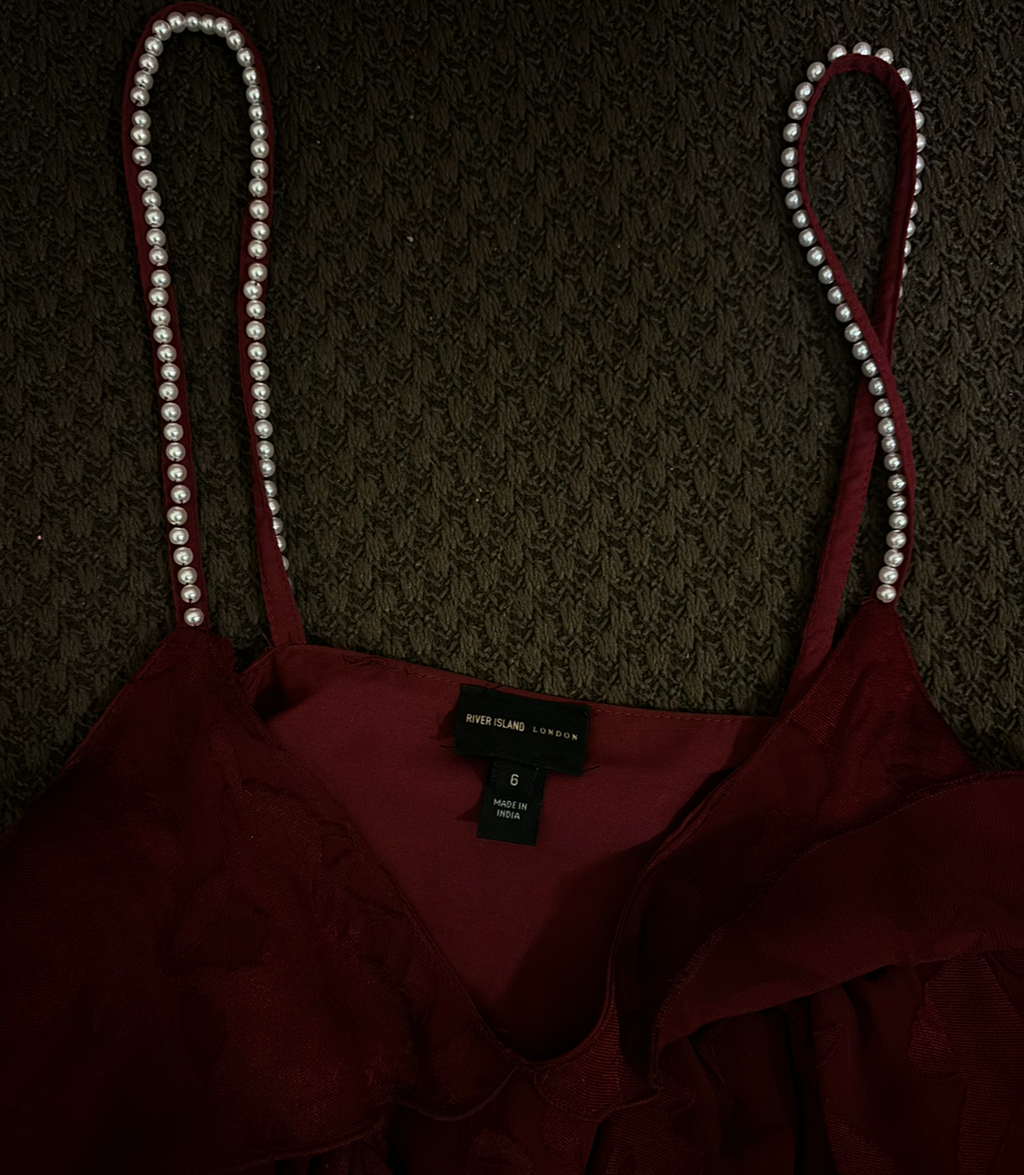 Top czerwony burgund y2k vintage alternative opium grunge goth 90s 90year 00s falbanka
