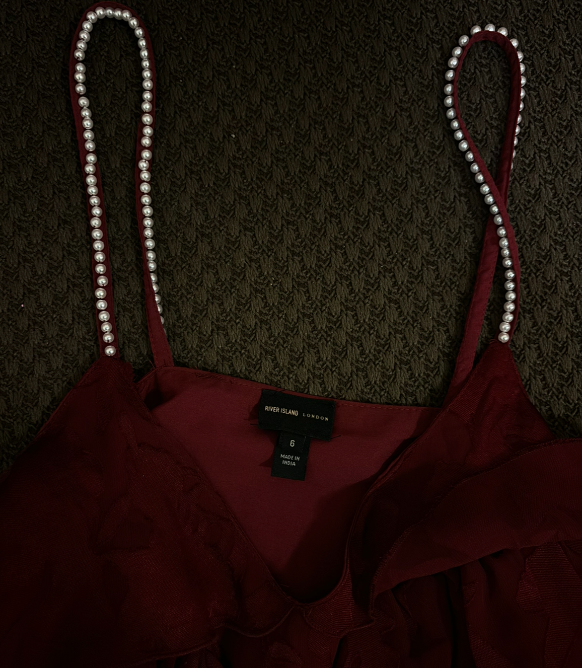 Top czerwony burgund y2k vintage alternative opium grunge goth 90s 90year 00s falbanka