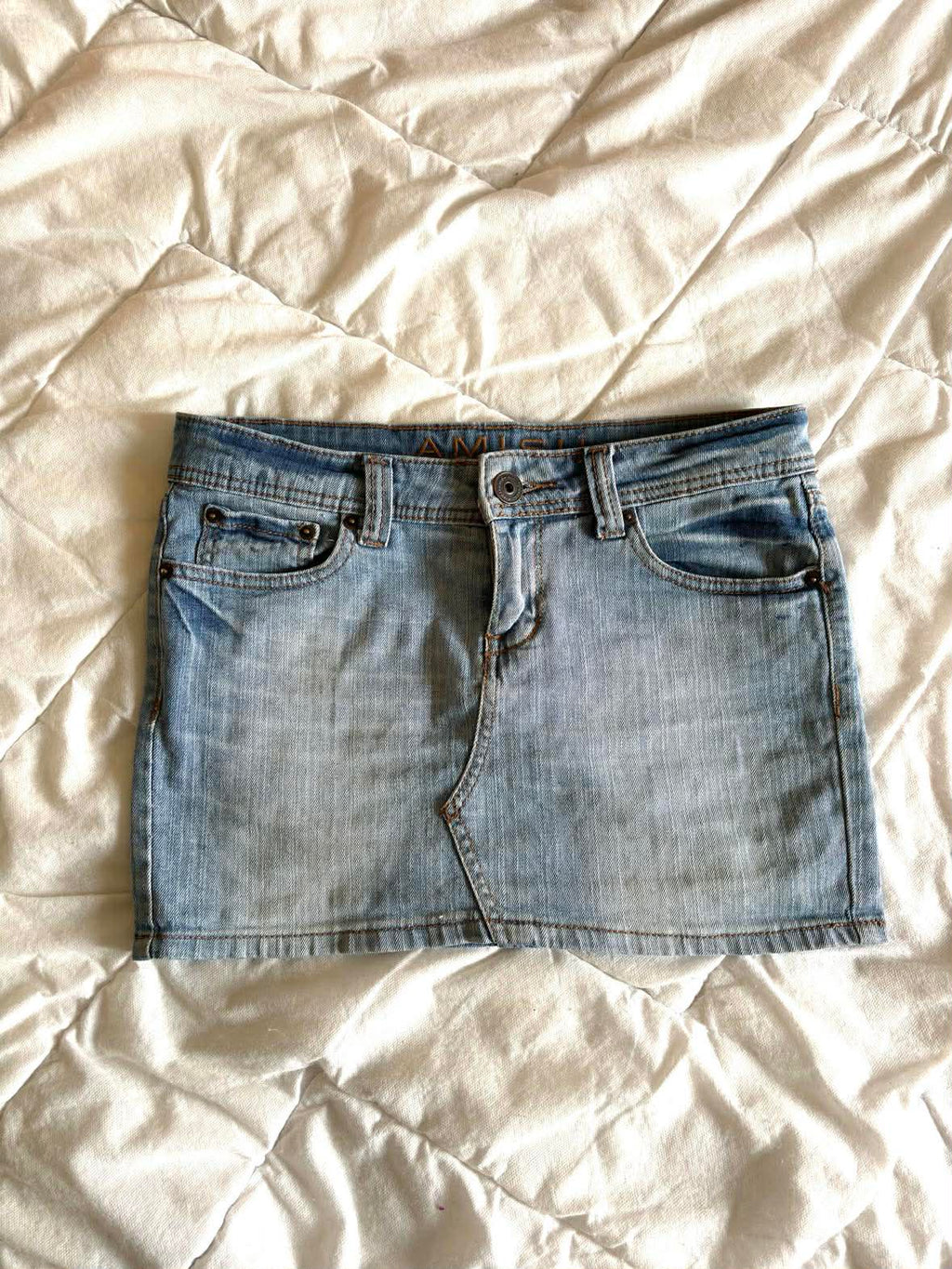 Vintage Spódnica Mini Jeansowa Amisu – Y2K / Coquette / Denim | Rozmiar S