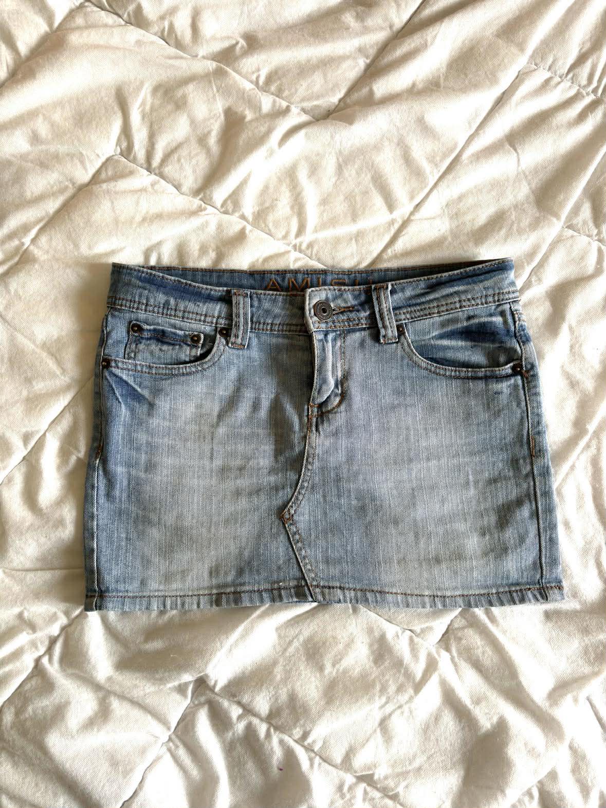 Vintage Spódnica Mini Jeansowa Amisu – Y2K / Coquette / Denim | Rozmiar S