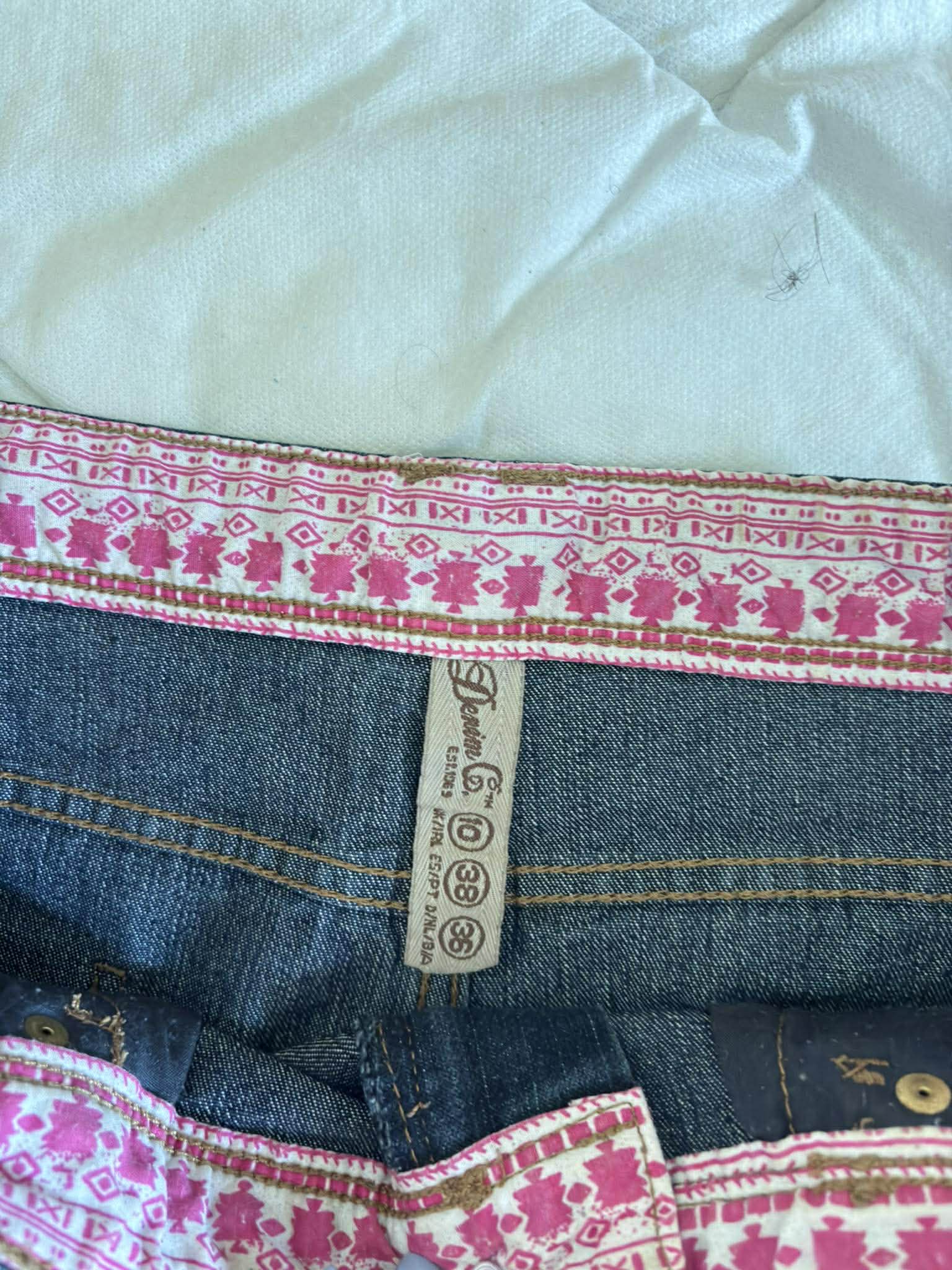 Vintage Szorty Jeansowe Denim Co Granatowe Różowy Pasek – Y2K / Low Rise | Rozmiar 38