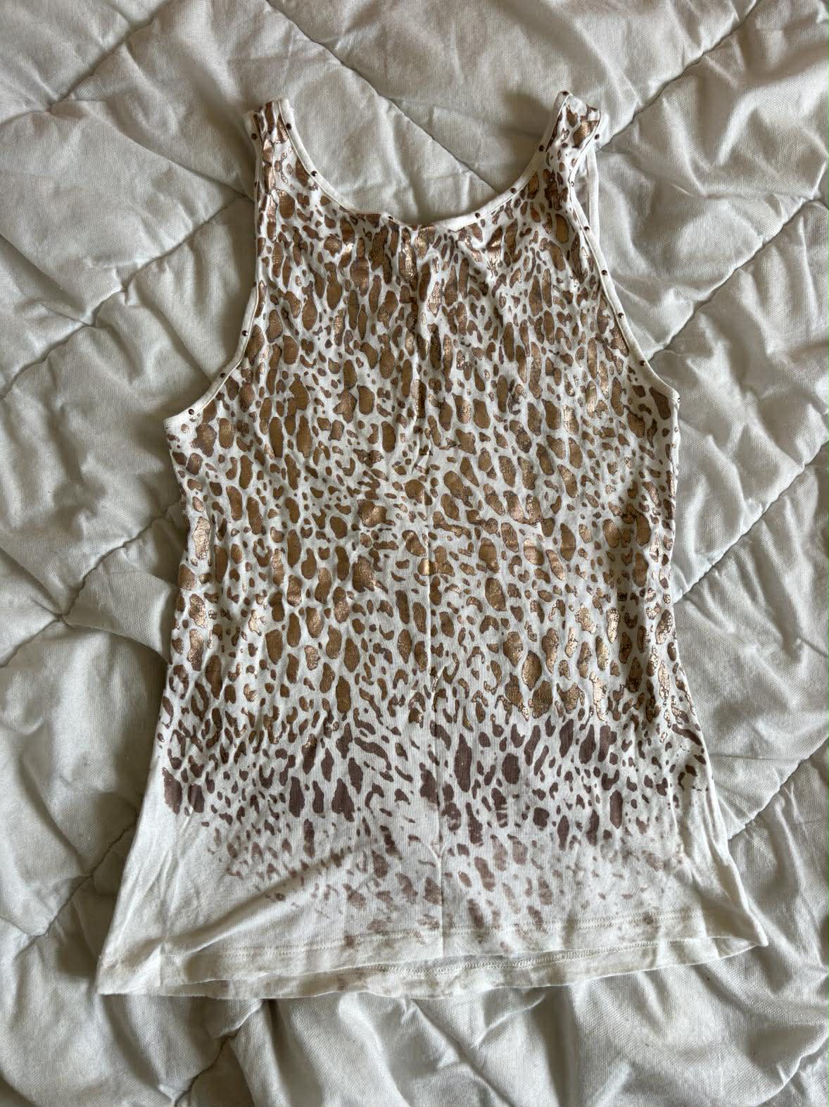 Vintage Top Złoty 100% Wiskoza – Boho / Coquette | Rozmiar S