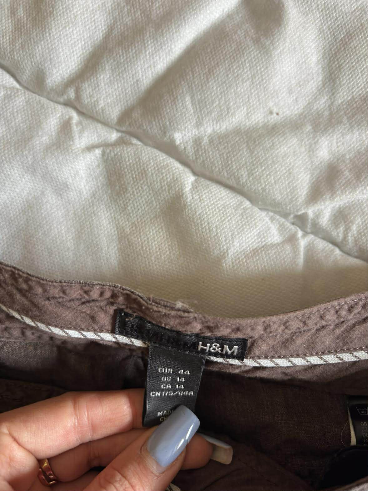 Vintage Szorty Lniane H&M 100% Len Brązowe – Boho / Cottagecore | Rozmiar 44