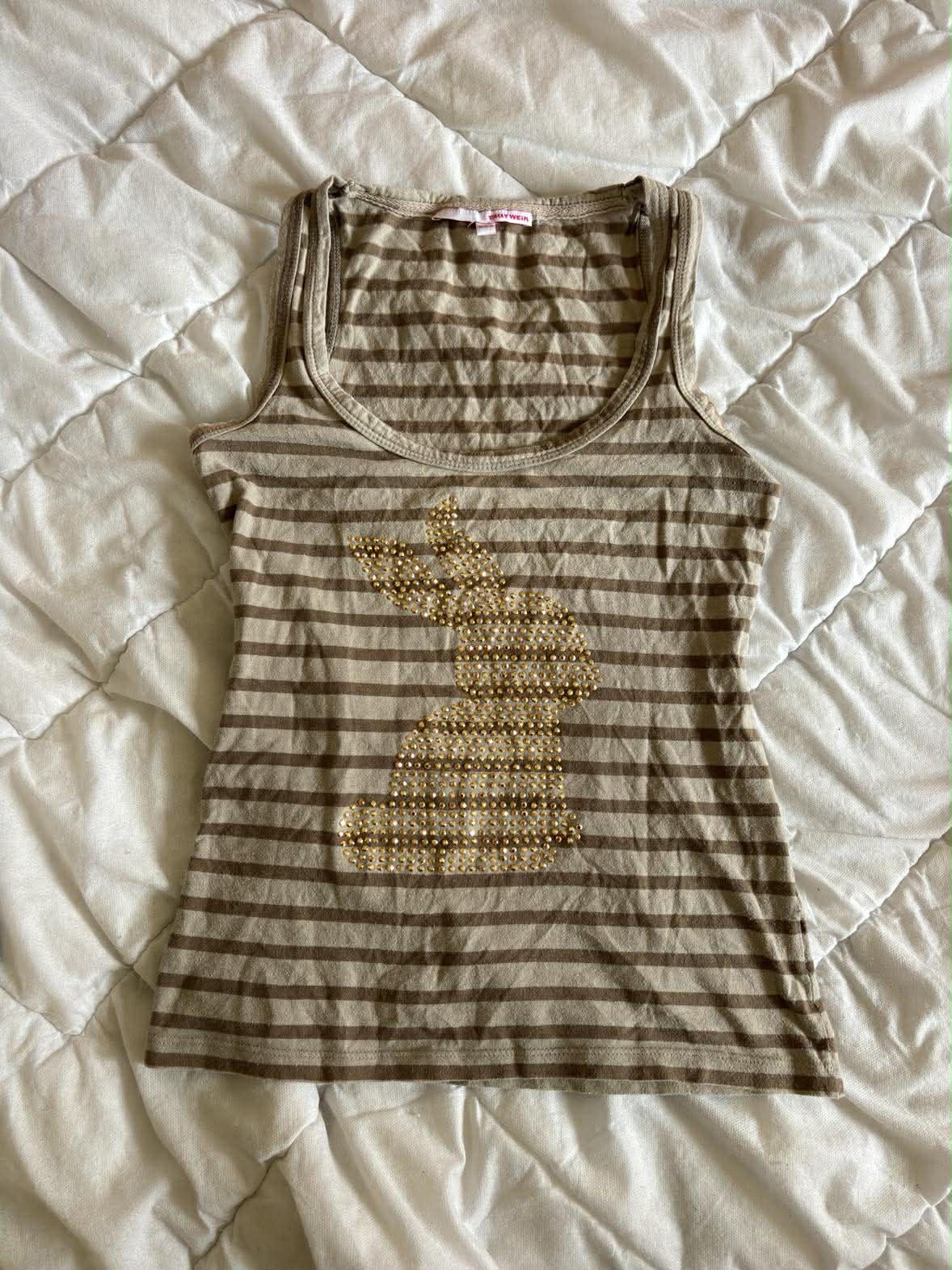 Vintage Bluzka w Paski z Cekinami Królik Tally Weijl – Y2K / Retro | Rozmiar M