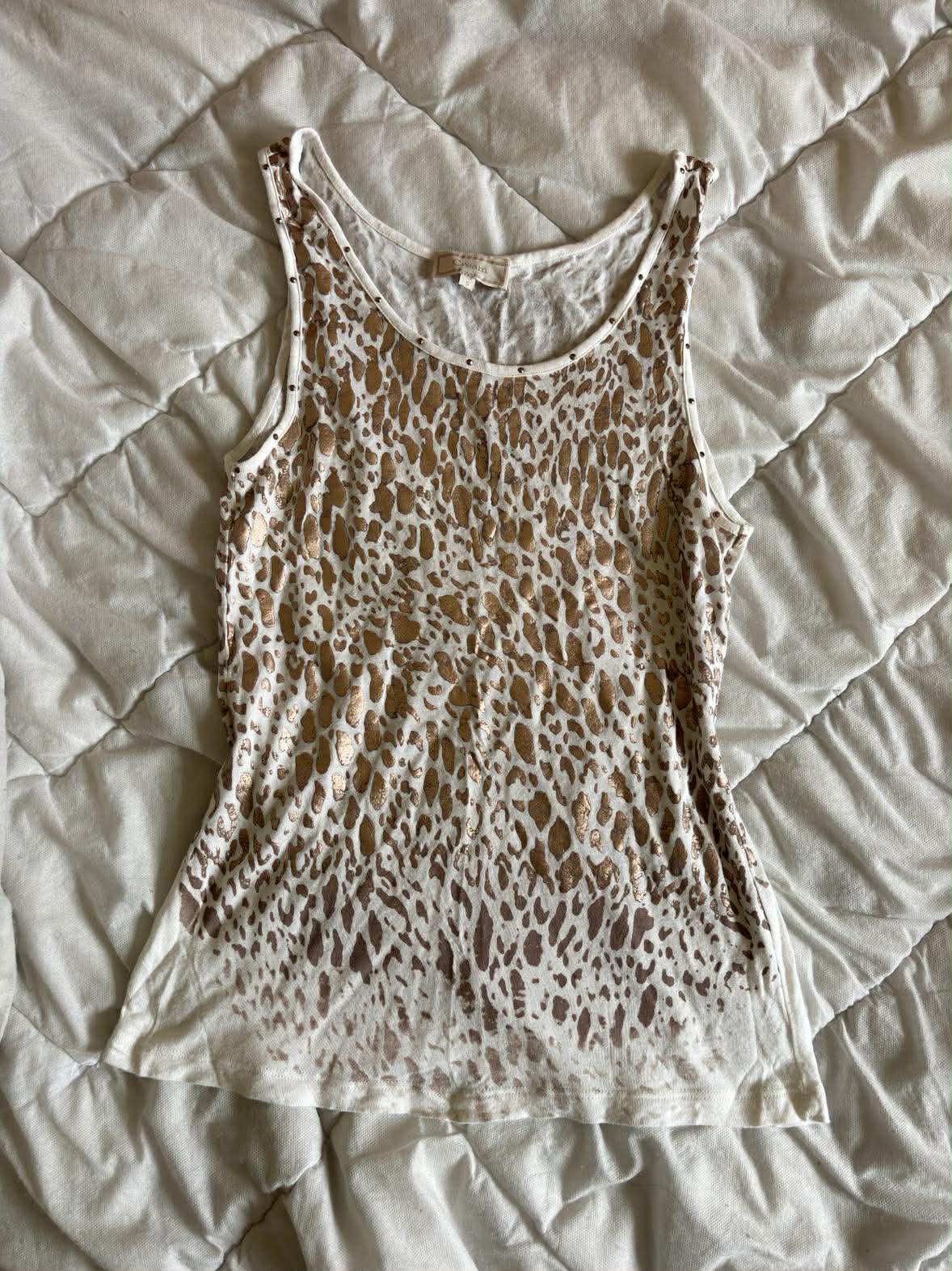 Vintage Top Złoty 100% Wiskoza – Boho / Coquette | Rozmiar S