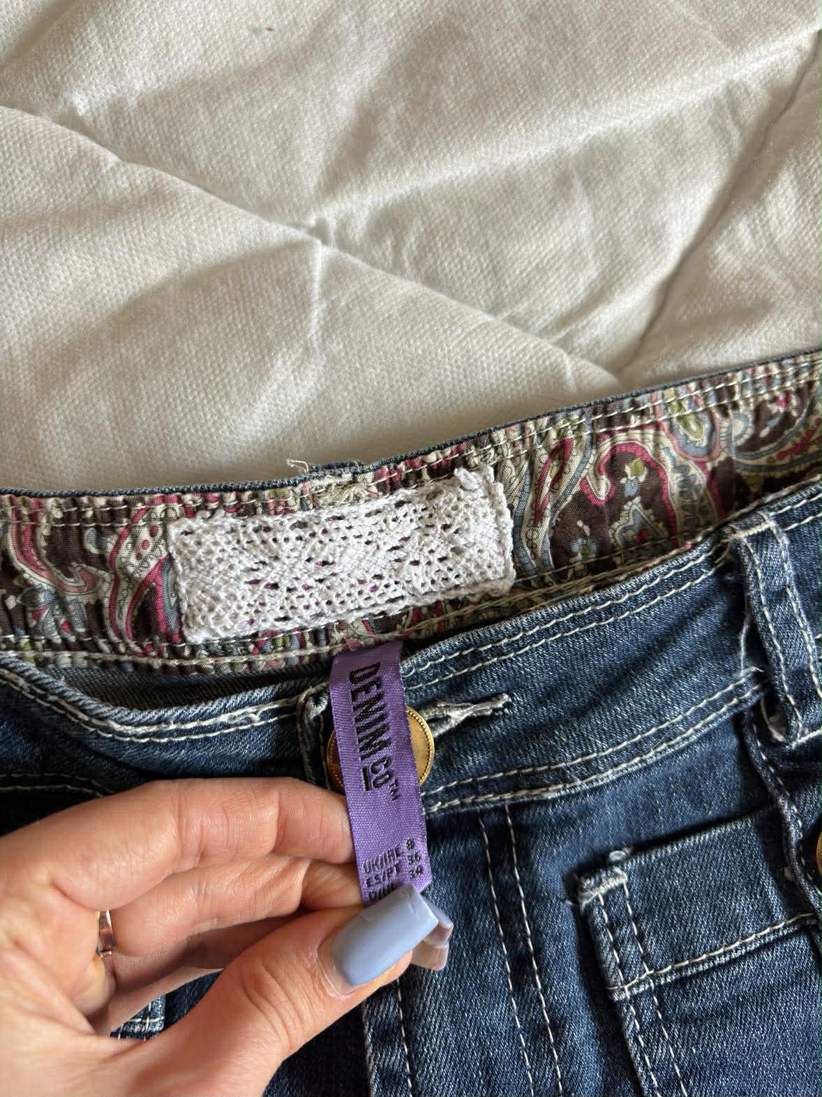 Vintage Szorty Jeansowe Wysoki Stan – Y2K / Boho | Rozmiar S