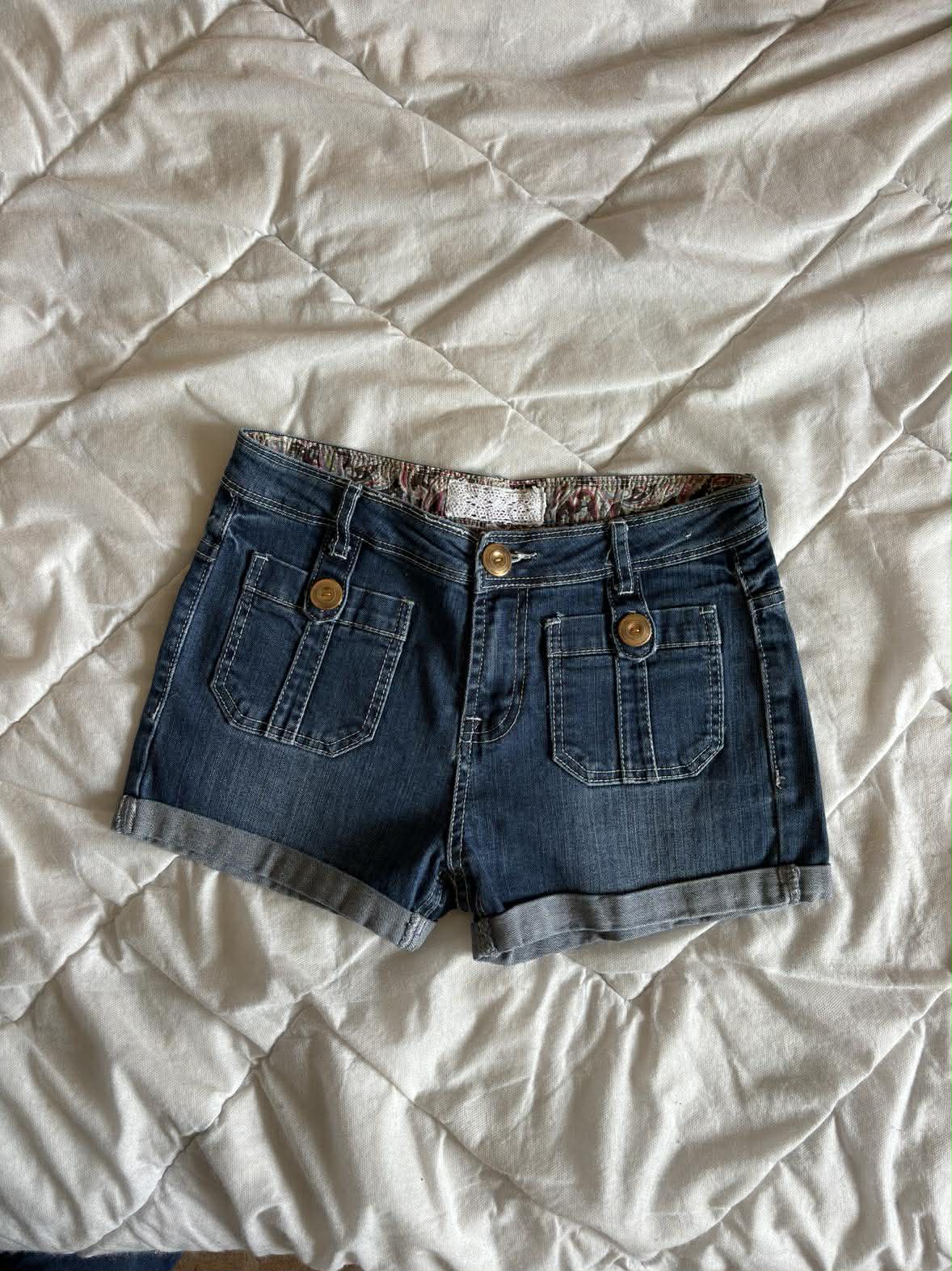 Vintage Szorty Jeansowe Wysoki Stan – Y2K / Boho | Rozmiar S