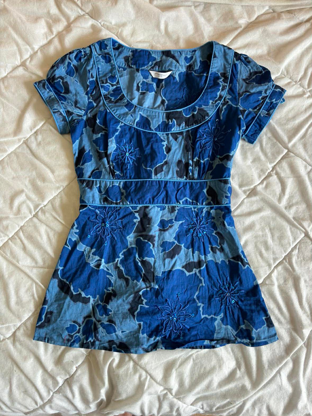 New Look Bluzka Hawajska Niebieska w Kwiaty – Rozmiar M
