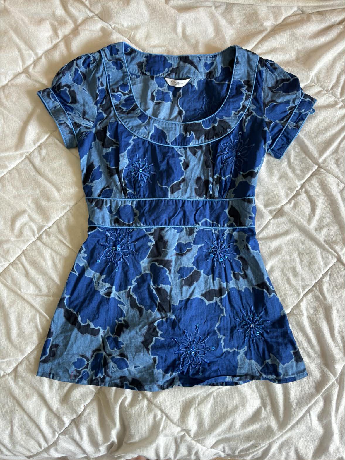 New Look Bluzka Hawajska Niebieska w Kwiaty – Rozmiar M