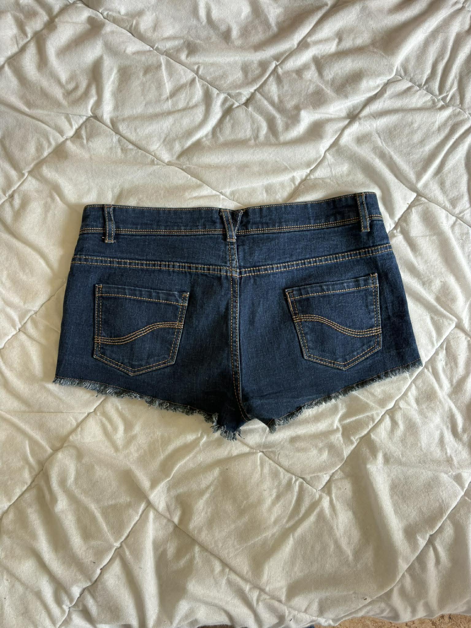 Vintage Szorty Jeansowe Denim Co Granatowe Różowy Pasek – Y2K / Low Rise | Rozmiar 38