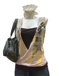 vintage top z nadrukiem + czarny podkoszulek | Rozmiar M y2k 2000s 00s