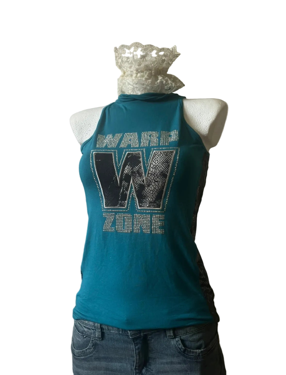 Top vintage War Zone – turkusowy | Rozmiar M y2k 2000s