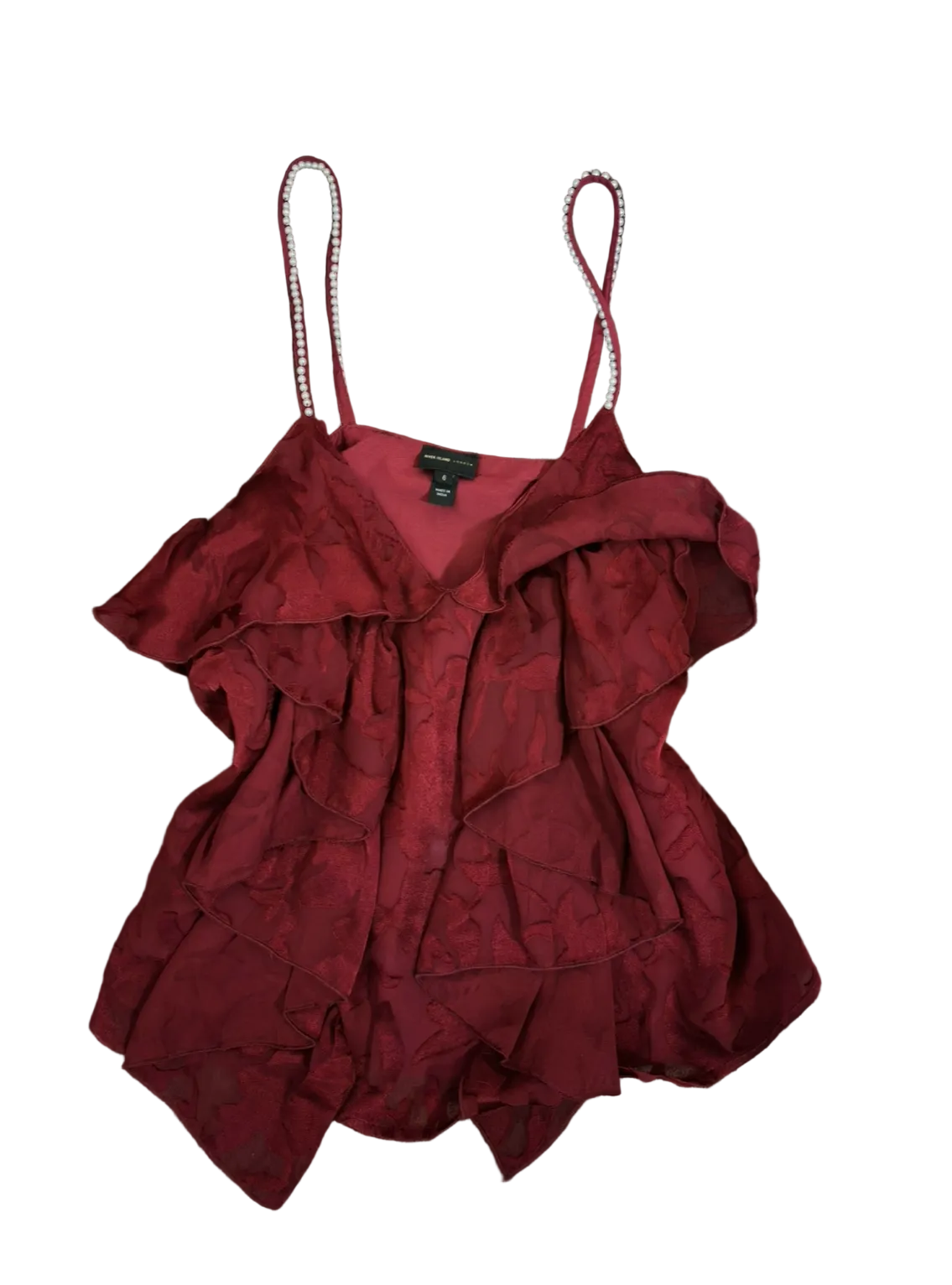 Top czerwony burgund y2k vintage alternative opium grunge goth 90s 90year 00s falbanka