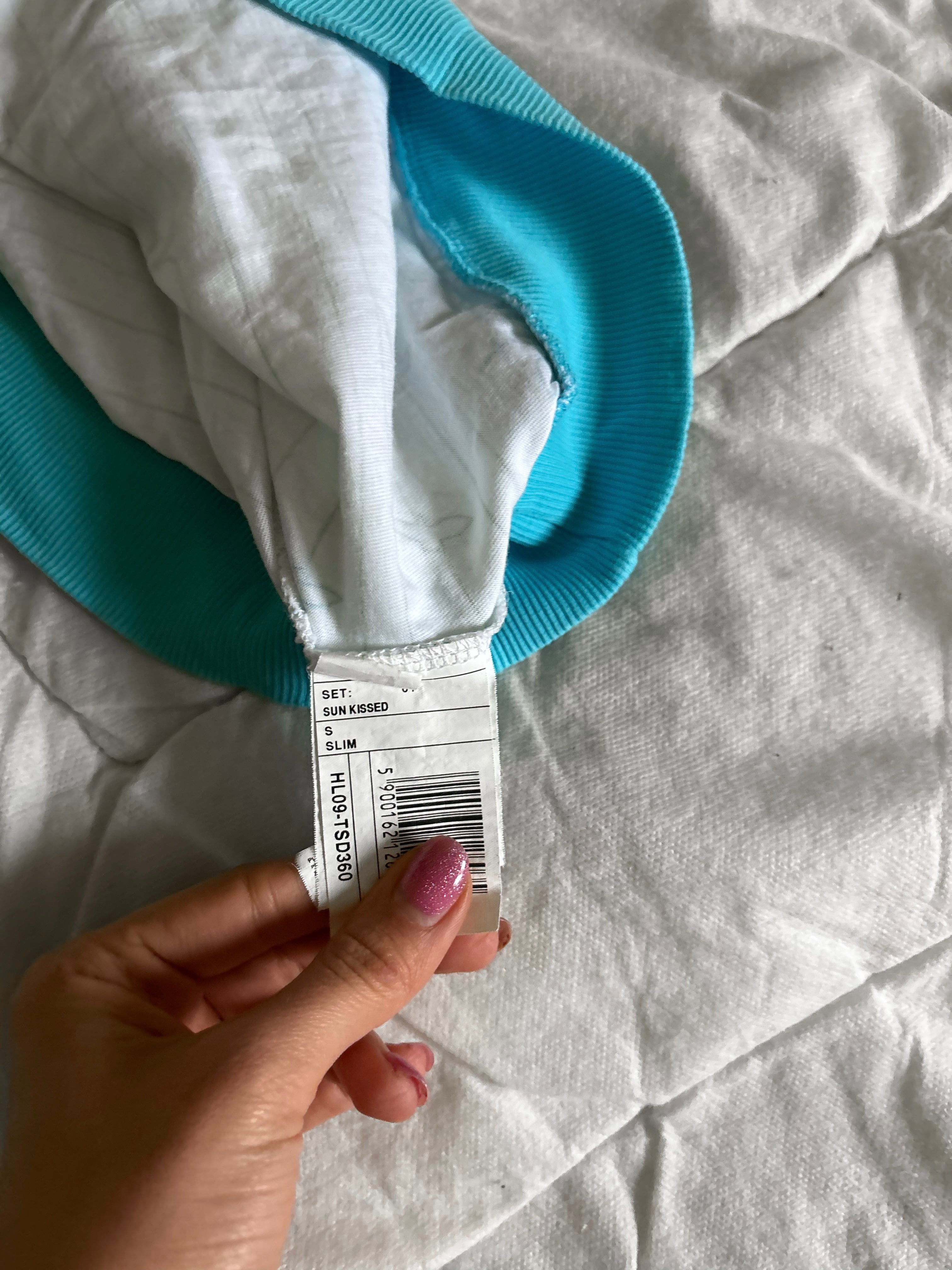 Rotate Sun Kissed Bandeau Top Y2K – biały z turkusem, rozmiar S